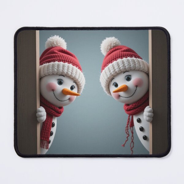 Item preview, Adorable Twin Snowmen Peeking Illustration – Festive Christmas Winter Art designed and sold by PixelVibe782.