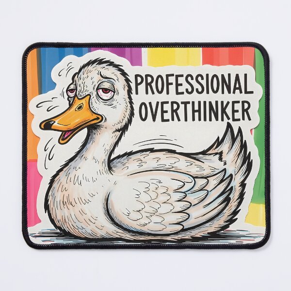 Item preview, Professional Overthinker Duck - Funny Stressed Goose Sticker designed and sold by MoodimalStudio.