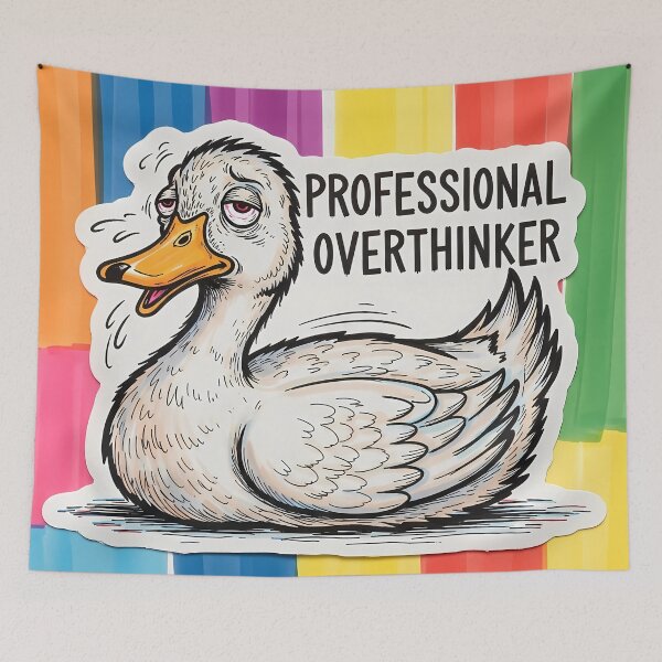 Item preview, Professional Overthinker Duck - Funny Stressed Goose Sticker designed and sold by MoodimalStudio.