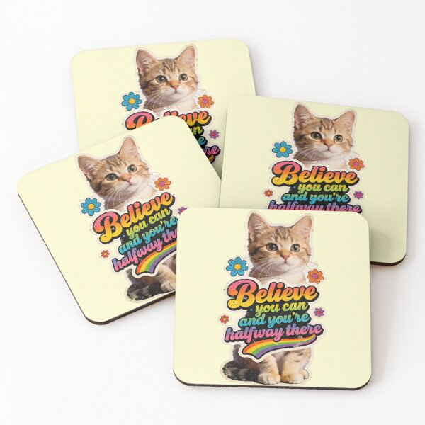 Item preview, Groovy Cat Motivational Quote Sticker | Vintage 70s Kitten Rainbow Art | Positive Vibe Believe You Can Design designed and sold by Cherrydora.