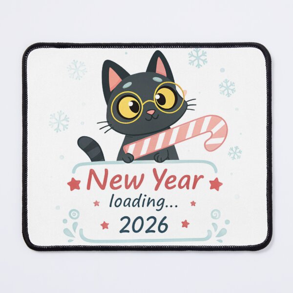 Item preview, New Year Loading 2026 | Cute Funny Black Cat Illustration designed and sold by VivoStudio.