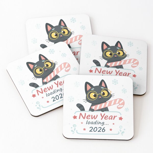 Item preview, New Year Loading 2026 | Cute Funny Black Cat Illustration designed and sold by VivoStudio.