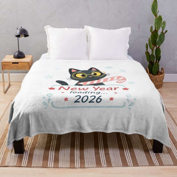Item preview, New Year Loading 2026 | Cute Funny Black Cat Illustration designed and sold by VivoStudio.