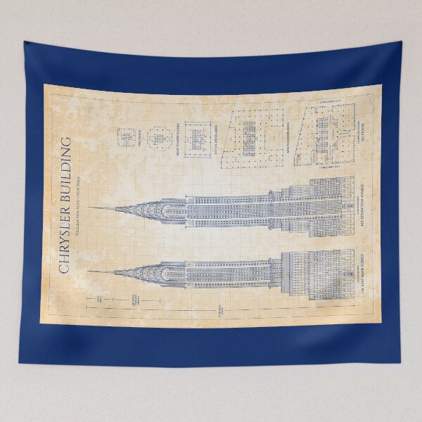 Item preview, Chrysler Building (Old Blue Grid) Dark Blue Color designed and sold by BGALAXY.