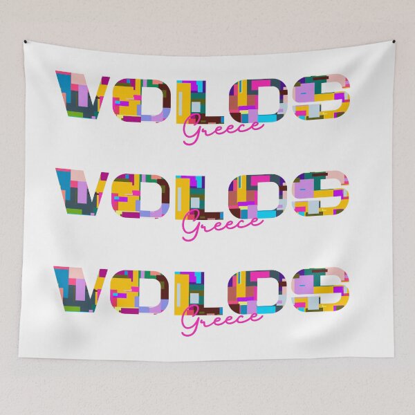 Item preview, Volos, Greece, Vibrant Abstract City Typography Art designed and sold by Wanderful-roads.