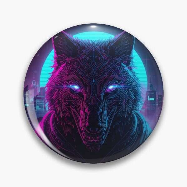 Item preview, Neon Cyberpunk Wolf Head – Glowing Circuit Wolf Art, Synthwave Vaporwave Design designed and sold by Visualynx.