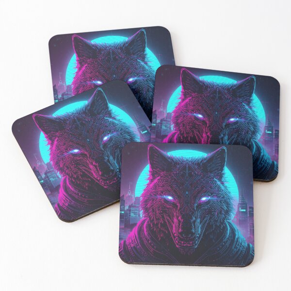 Item preview, Neon Cyberpunk Wolf Head – Glowing Circuit Wolf Art, Synthwave Vaporwave Design designed and sold by Visualynx.