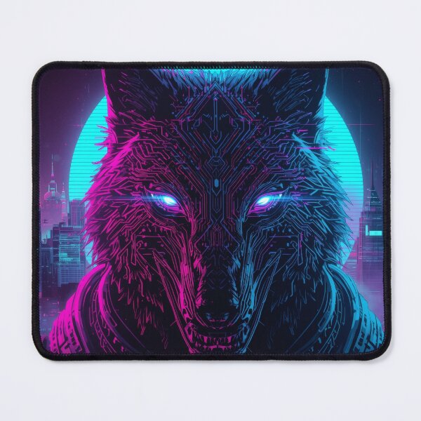 Item preview, Neon Cyberpunk Wolf Head – Glowing Circuit Wolf Art, Synthwave Vaporwave Design designed and sold by Visualynx.