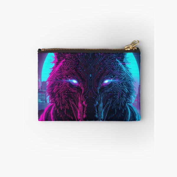 Item preview, Neon Cyberpunk Wolf Head – Glowing Circuit Wolf Art, Synthwave Vaporwave Design designed and sold by Visualynx.