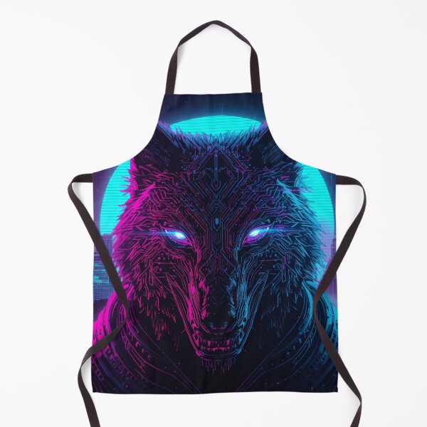 Item preview, Neon Cyberpunk Wolf Head – Glowing Circuit Wolf Art, Synthwave Vaporwave Design designed and sold by Visualynx.