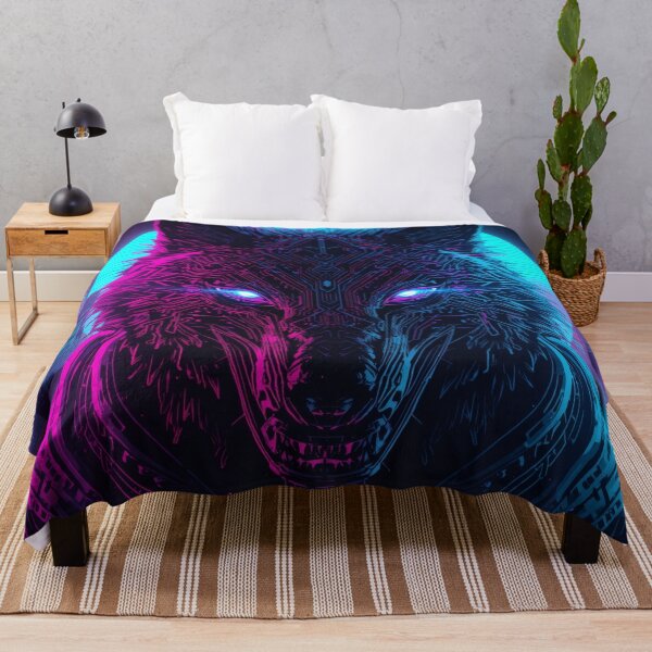 Item preview, Neon Cyberpunk Wolf Head – Glowing Circuit Wolf Art, Synthwave Vaporwave Design designed and sold by Visualynx.