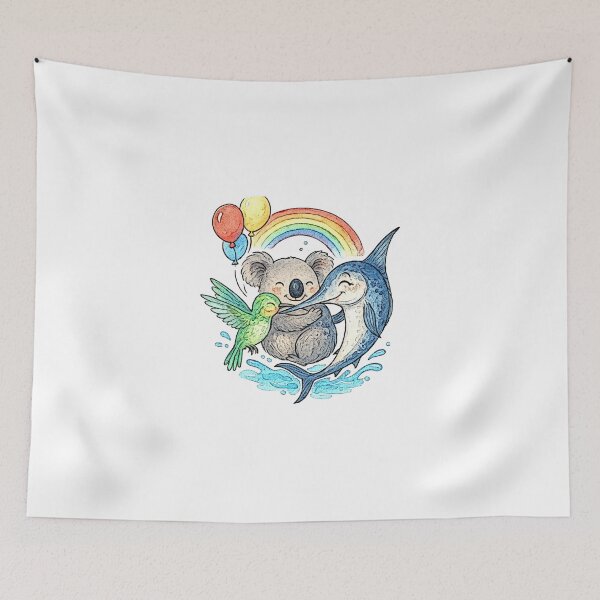 Item preview, animals rainbows and balloons 017 designed and sold by tileartwork.