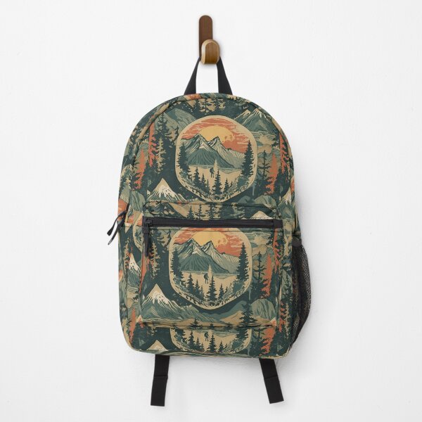 Item preview, Retro Mountain Sunset Hiker | Vintage Outdoor Adventure Patch Design designed and sold by FreeArt2.