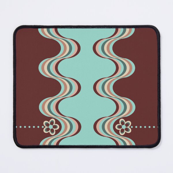 Aperçu de l'œuvre Motif floral ondulé rétro bleu bordeaux créée et vendue par TackyTime.