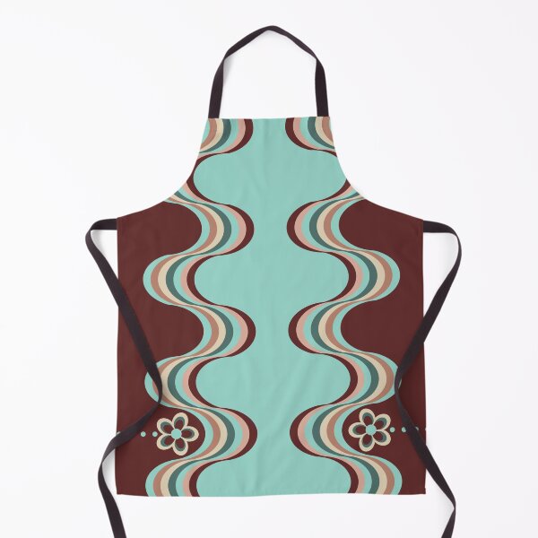 Aperçu de l'œuvre Motif floral ondulé rétro bleu bordeaux créée et vendue par TackyTime.