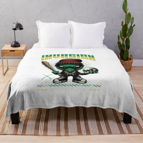 Item preview, Gritty Urban Alien Invasion Streetwear with Baseball Bat and Skull designed and sold by finkelart.