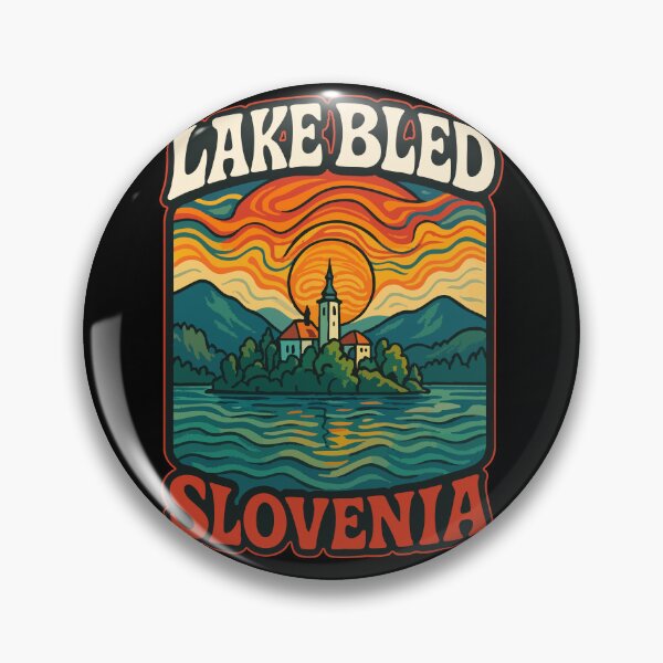 Item preview, Lake Bled Slovenia Retro Trippy Art Travel designed and sold by TomFrontierArt.
