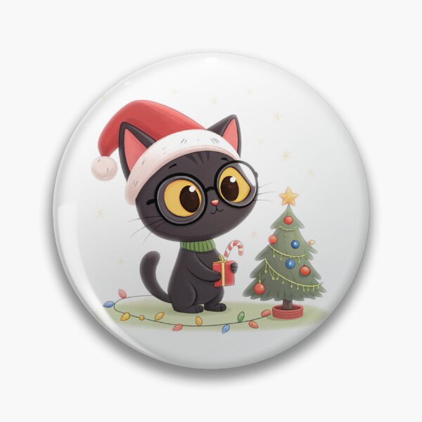Item preview, Cute Christmas Black Cat with Santa Hat | Adorable Holiday Illustration designed and sold by VivoStudio.