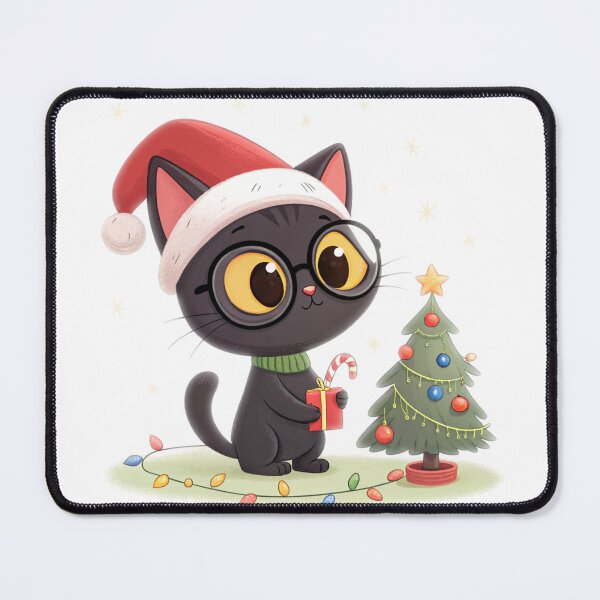 Item preview, Cute Christmas Black Cat with Santa Hat | Adorable Holiday Illustration designed and sold by VivoStudio.