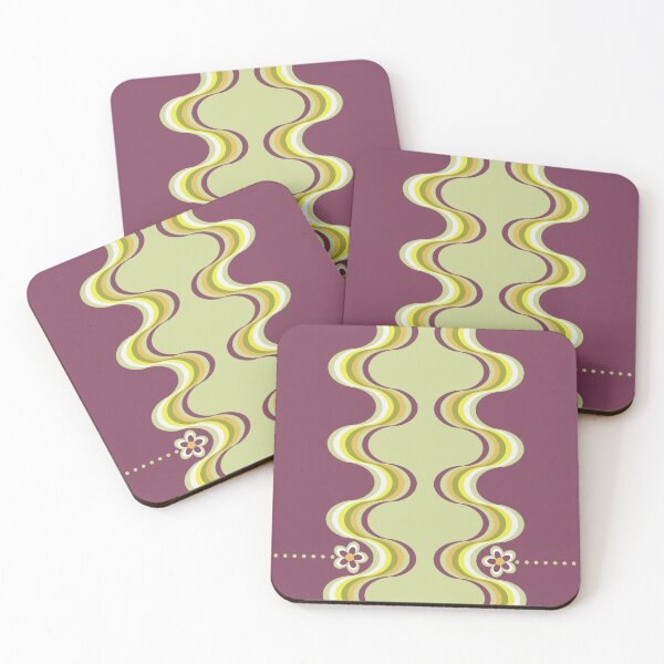 Aperçu de l'œuvre Motif floral ondulé rétro violet et vert créée et vendue par TackyTime.