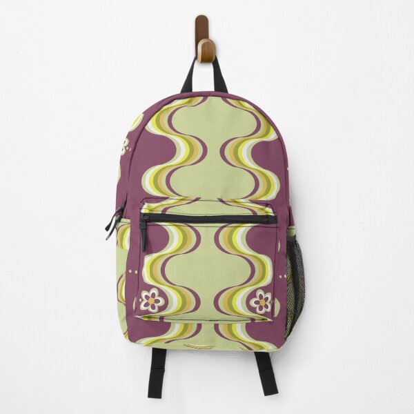 Aperçu de l'œuvre Motif floral ondulé rétro violet et vert créée et vendue par TackyTime.