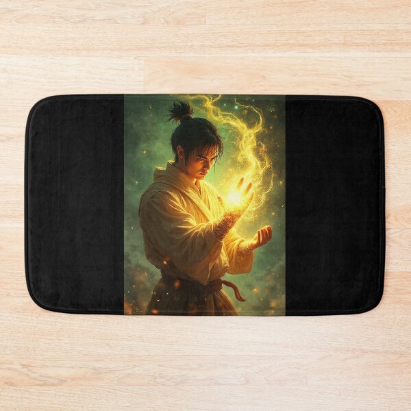 Item preview, Chi Warrior with Glowing Iron Aura – Mystic Martial Power Art designed and sold by OhmAuraArt.