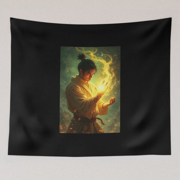 Item preview, Chi Warrior with Glowing Iron Aura – Mystic Martial Power Art designed and sold by OhmAuraArt.