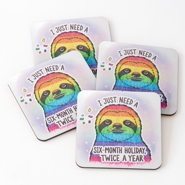 Item preview, Six Month Holiday Twice A Year - Funny Lazy Rainbow Sloth designed and sold by MoodimalStudio.