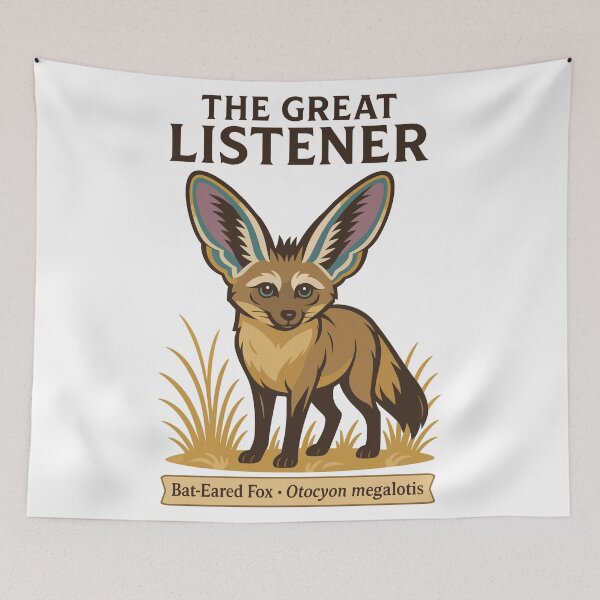 Item preview, The Great Listener – Bat-Eared Fox Wildlife Illustration designed and sold by WildlifeInc.
