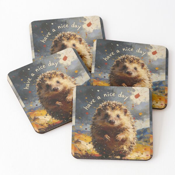 Item preview, Cute Hedgehog Oil Painting Art | Impasto Textured Animal Design | Have a Nice Day Positivity Vibe designed and sold by Cherrydora.