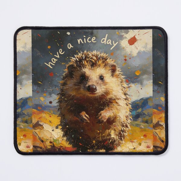 Item preview, Cute Hedgehog Oil Painting Art | Impasto Textured Animal Design | Have a Nice Day Positivity Vibe designed and sold by Cherrydora.