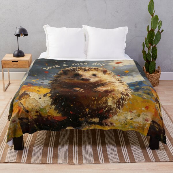 Item preview, Cute Hedgehog Oil Painting Art | Impasto Textured Animal Design | Have a Nice Day Positivity Vibe designed and sold by Cherrydora.