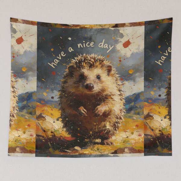 Item preview, Cute Hedgehog Oil Painting Art | Impasto Textured Animal Design | Have a Nice Day Positivity Vibe designed and sold by Cherrydora.