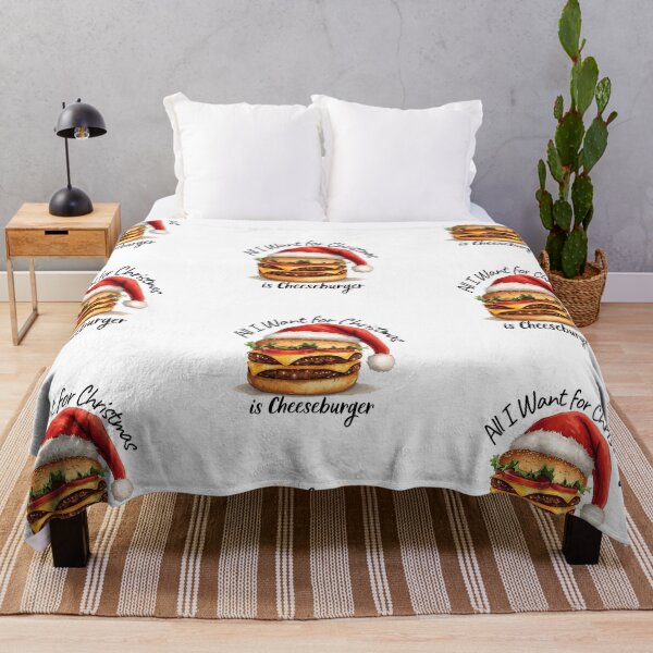 Item preview, All I Want for Christmas Is Cheeseburger – Funny Fast Food Holiday Art designed and sold by MiszungART.