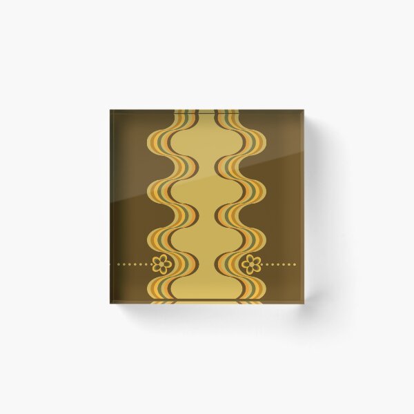 Aperçu de l'œuvre Motif floral ondulé rétro marron et jaune créée et vendue par TackyTime.