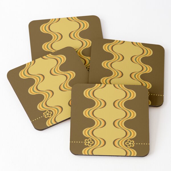 Aperçu de l'œuvre Motif floral ondulé rétro marron et jaune créée et vendue par TackyTime.