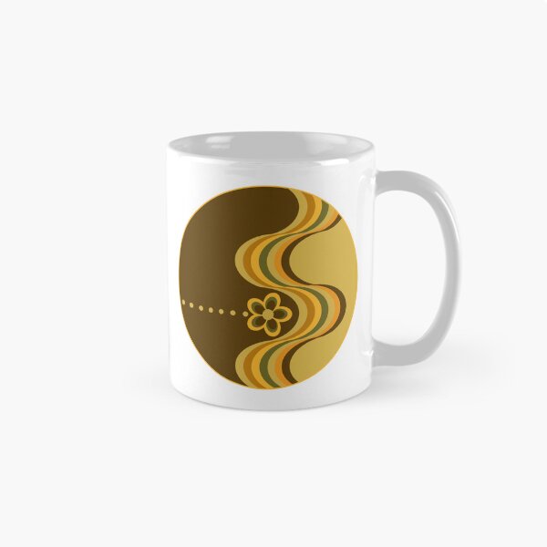 Aperçu de l'œuvre Motif floral ondulé rétro marron et jaune créée et vendue par TackyTime.