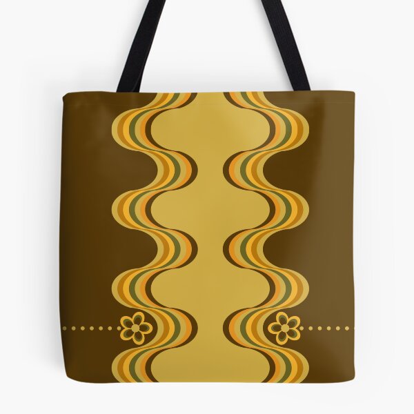 Aperçu de l'œuvre Motif floral ondulé rétro marron et jaune créée et vendue par TackyTime.