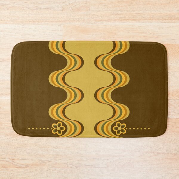 Item preview, Brown Yellow Retro Groovy Wavy Flower Pattern designed and sold by TackyTime.