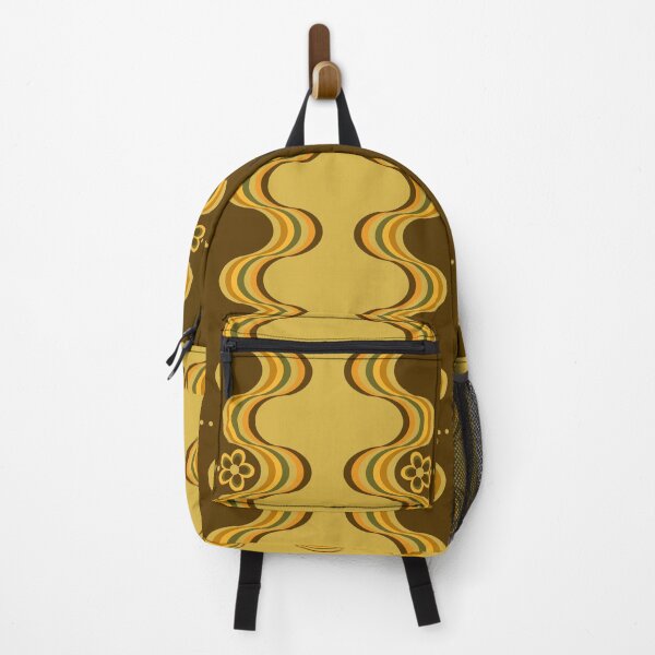 Item preview, Brown Yellow Retro Groovy Wavy Flower Pattern designed and sold by TackyTime.