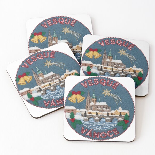 Item preview, Felt Prague Snowy Cathedral Emblem – Veselé Vánoce Embroidered Christmas Badge designed and sold by Imaginarium of Chaos falcon88 .