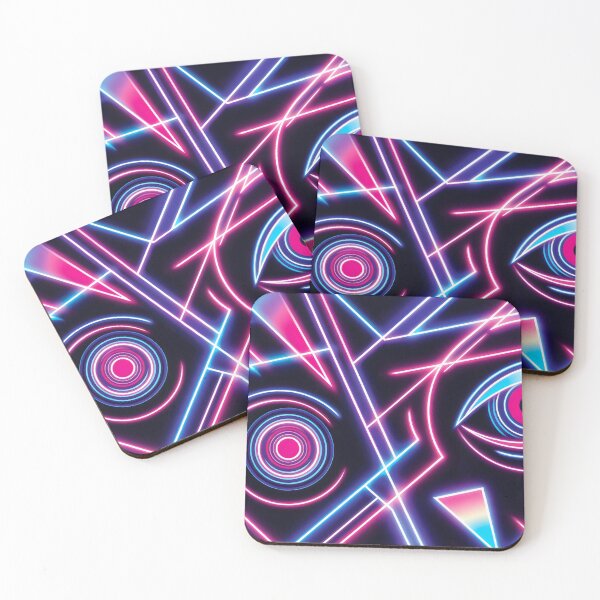 Item preview, Neon Geometric Eyes Abstract Cyberpunk Glow Design designed and sold by SplashTastic.