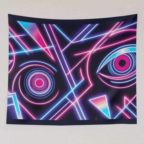 Item preview, Neon Geometric Eyes Abstract Cyberpunk Glow Design designed and sold by SplashTastic.