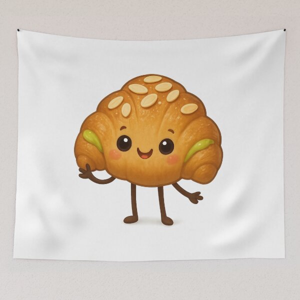 Item preview, Cute Pistachio Almond Croissant | Kawaii Fun Bakery Pastry Art designed and sold by Moons Studio.