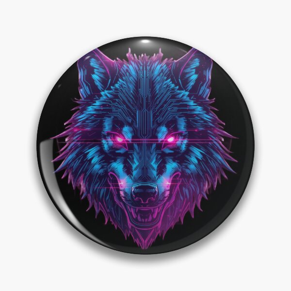 Item preview, Electric Neon Wolf – Cyberpunk Circuit Wolf with Glowing Magenta Eyes designed and sold by Visualynx.