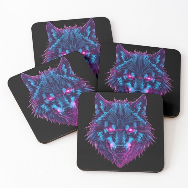 Item preview, Electric Neon Wolf – Cyberpunk Circuit Wolf with Glowing Magenta Eyes designed and sold by Visualynx.