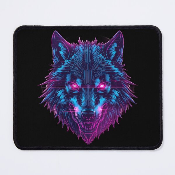 Item preview, Electric Neon Wolf – Cyberpunk Circuit Wolf with Glowing Magenta Eyes designed and sold by Visualynx.