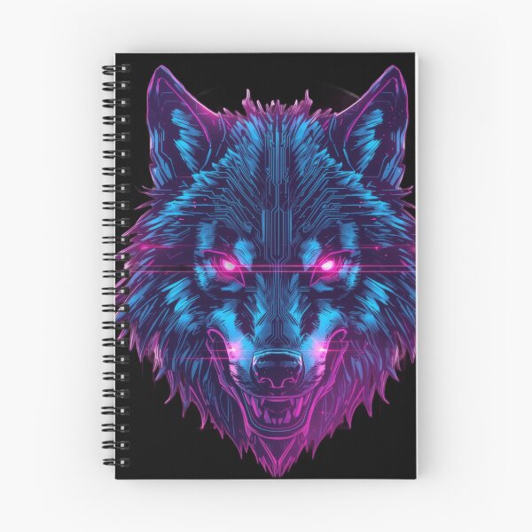 Item preview, Electric Neon Wolf – Cyberpunk Circuit Wolf with Glowing Magenta Eyes designed and sold by Visualynx.