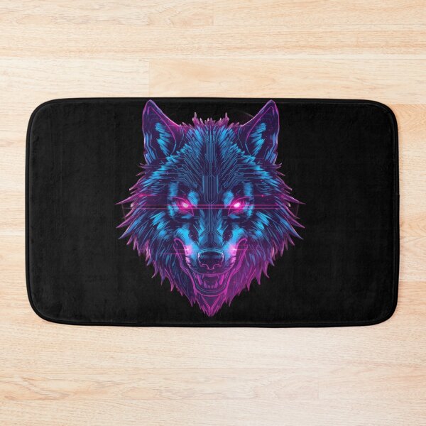 Item preview, Electric Neon Wolf – Cyberpunk Circuit Wolf with Glowing Magenta Eyes designed and sold by Visualynx.