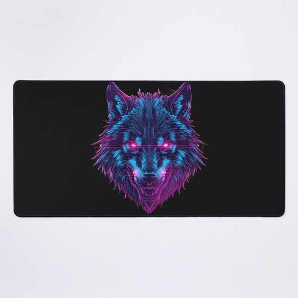 Item preview, Electric Neon Wolf – Cyberpunk Circuit Wolf with Glowing Magenta Eyes designed and sold by Visualynx.